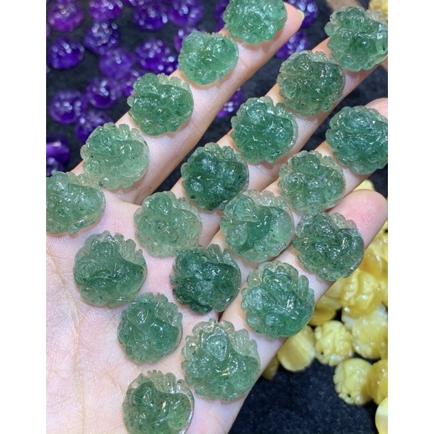 Mặt dây chuyền Hồ Ly ôm hoa dáng tròn các loại đá phong thủy