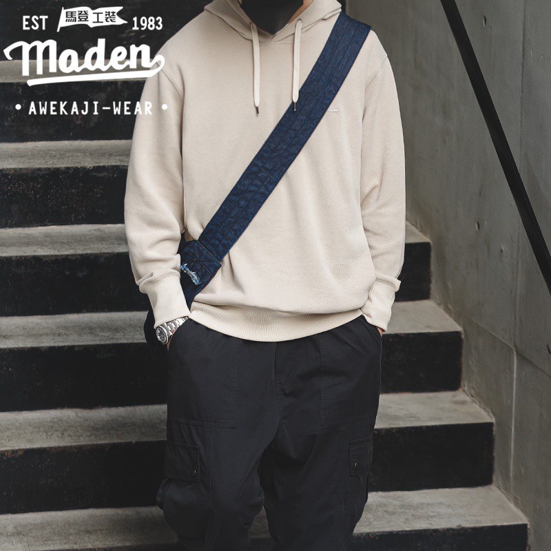 Áo hoodie MADEN tay dài màu sắc phong cách retro Nhật Bản 1930S thời trang hip hop cá tính dành cho nam