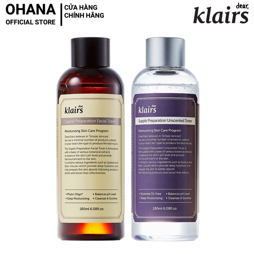 Nước hoa hồng Klairs,Toner Klairs Supple Preparation Toner