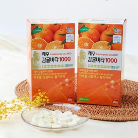Viên ngậm bổ sung vitamin C, tăng cường đề kháng và hệ miễn dịch JeJu Tangerine Vita 1000 (hộp 278 viên) 500g