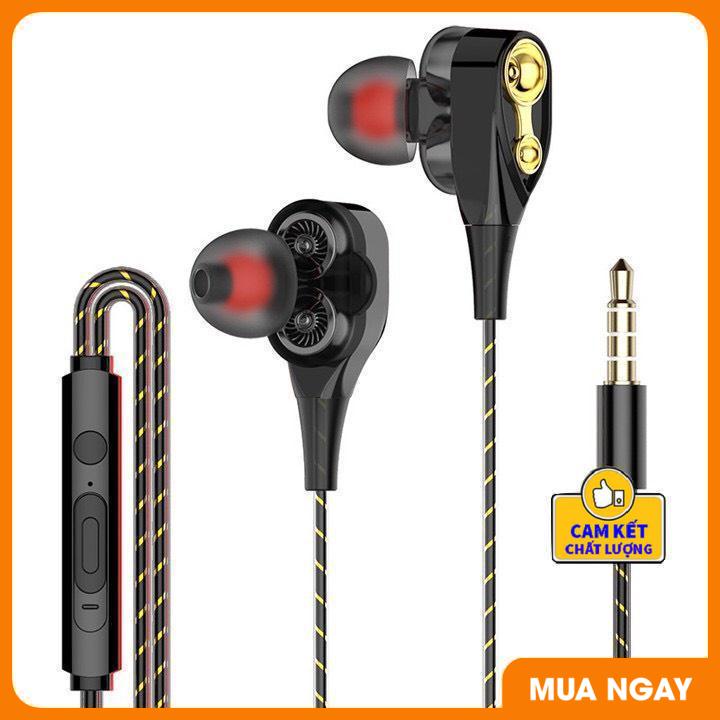 Tai nghe nghe nhạc cho điện thoại jack 3.5 S1 HiFi lõi kép âm thanh cực có mic thoại