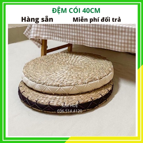 Đệm cói tròn nệm vuông ngồi bệt bàn trà nhật cực êm Kim Huệ cỡ 40x40cm