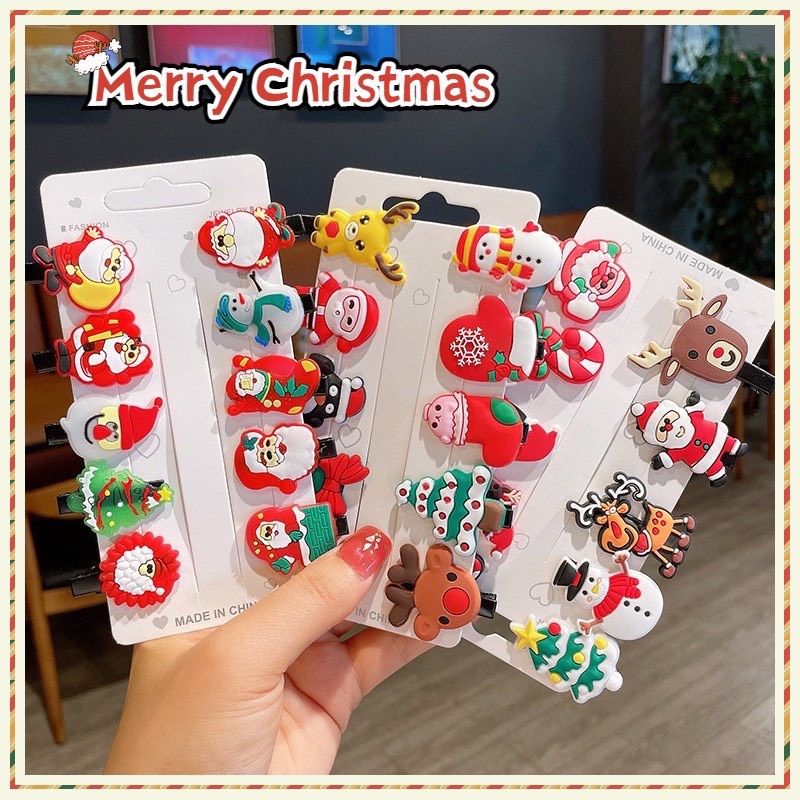 Set 10 kẹp tóc hoạ tiết Noel dễ thương, hot trend