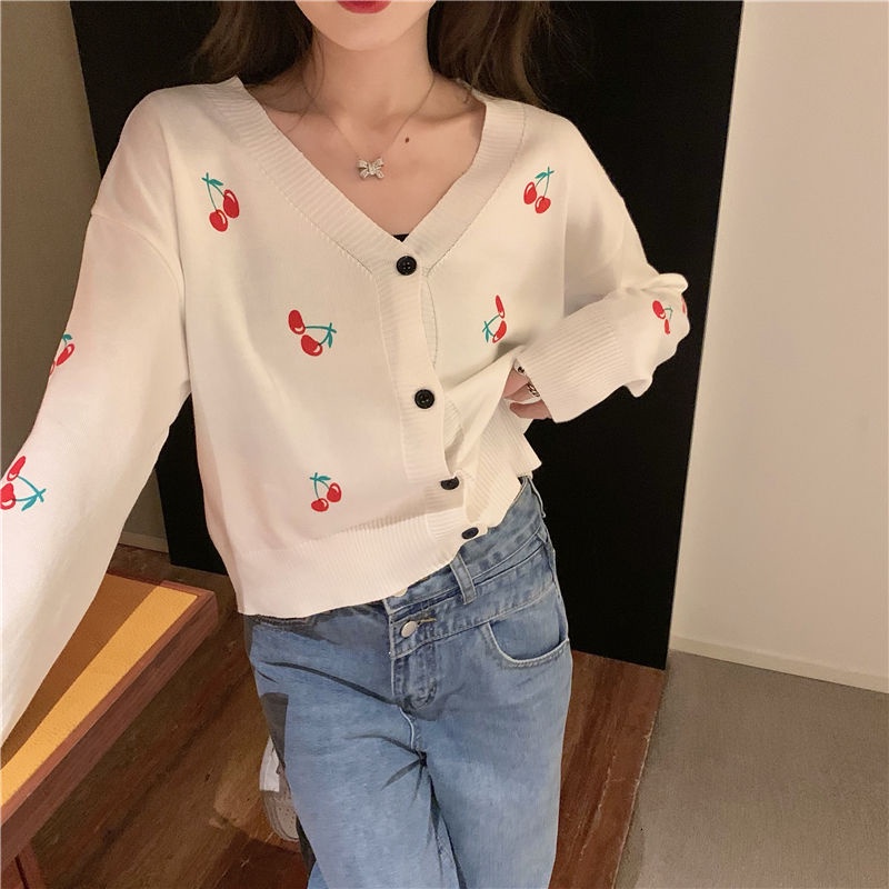 Sweet and versatile long-sleeved knitted cardigan Korean fashion