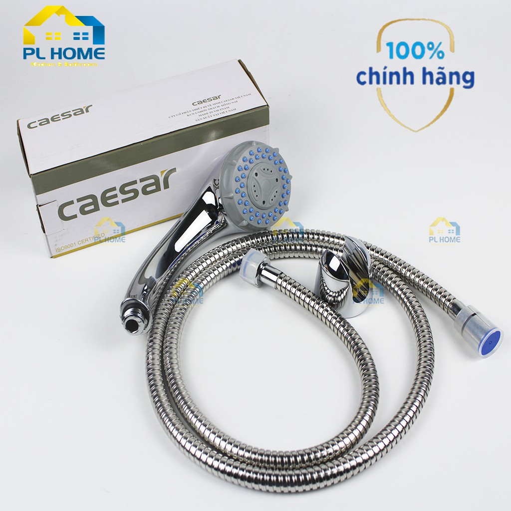 Tay sen tắm CAESAR cao cấp 2 chức năng phun nước, Nhựa ABS mạ Crom kết nối được với các loại dây sen