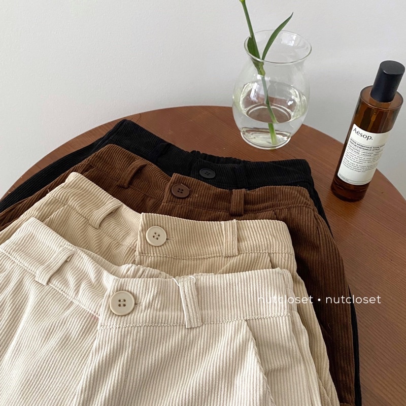 Quần nhung ống suông cạp chun sau_Q0145