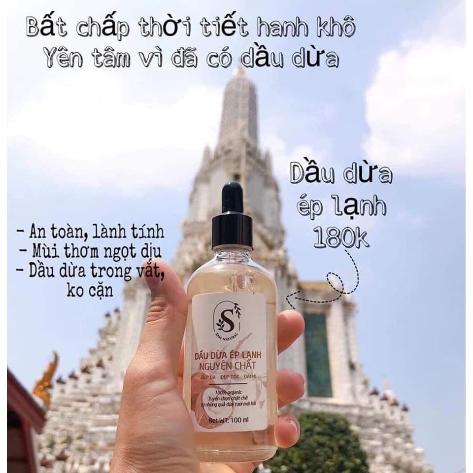 [Date 2024] Dầu dừa hữu cơ ép lạnh nguyên chất Sam Natural 100ml - Dầu dừa dưỡng mi, dưỡng tóc, dưỡng da