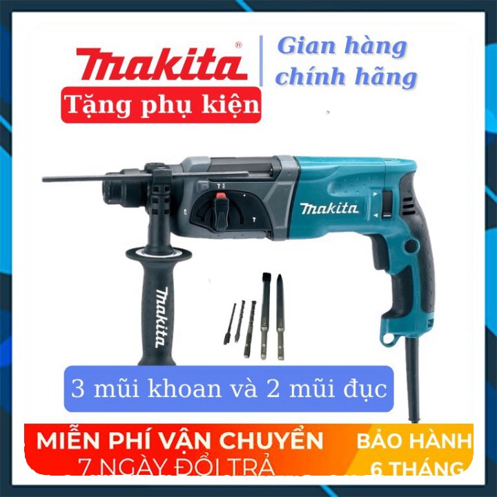 Máy khoan đục bê tông Makita HR2470F, tặng 5 MŨI KHOAN VÀ ĐỤC cao câp _ Nhật Việt official .