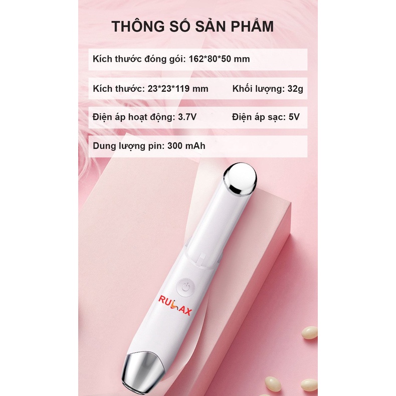 Máy Massage Mắt Rulax Cầm Tay Giúp Mát Xa Đẩy Tinh Chất Giảm Quầng Thâm, Bọng Mắt Và Mỏi Mắt
