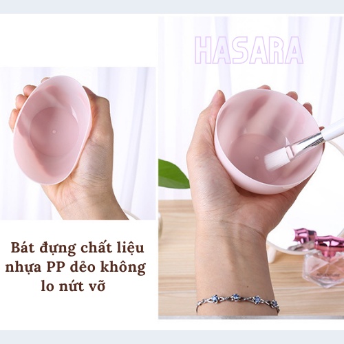 Dụng cụ đắp mặt nạ Lameila gồm bát trộn bột đắt mặt nạ và cọ quét mặt lông mềm HD0826 - Hasara