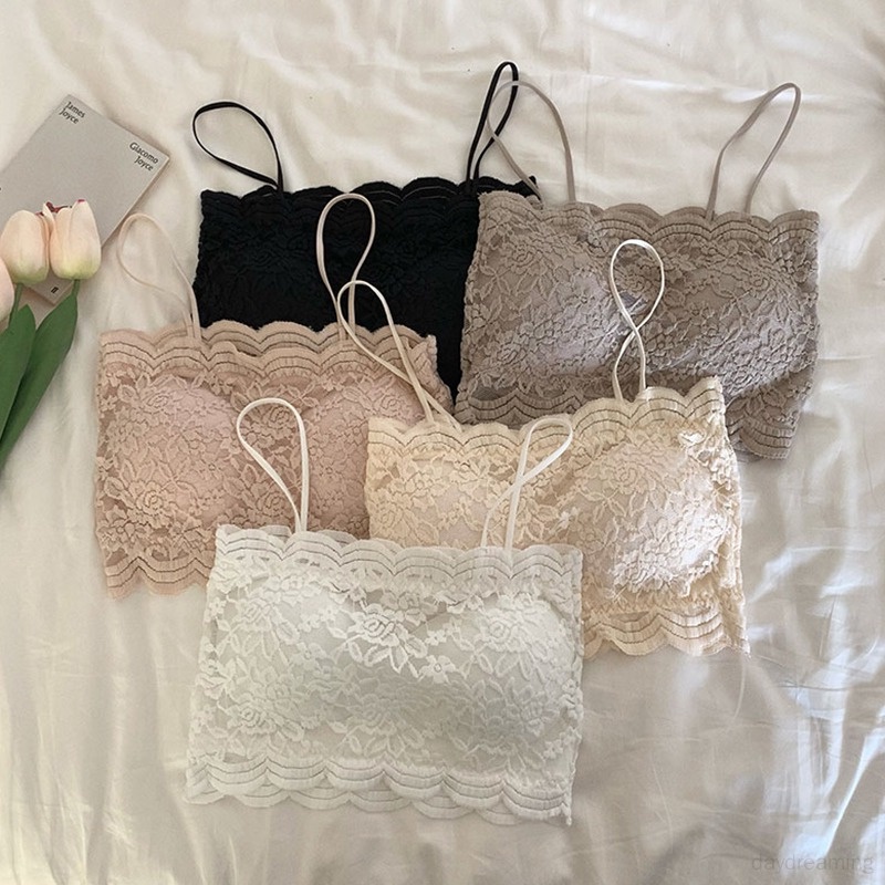 Áo Tank Top Phối Ren Có Mút Nâng Ngực Dáng Ôm Thời Trang Quyến Rũ Cho Nữ