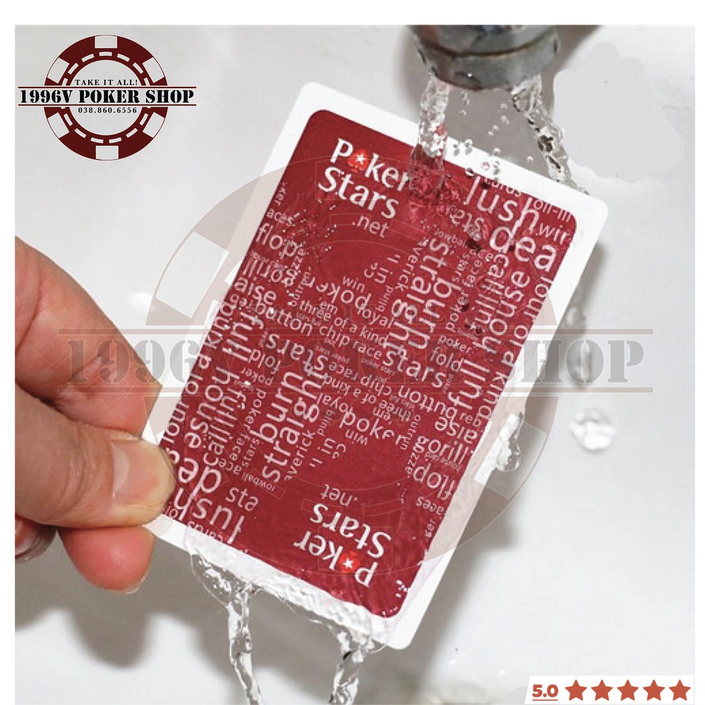 Combo 10 bộ bài tây nhựa Poker Size, bài poker plastic card Poker Star số to Jumbo chống nước - 1996V Poker Shop