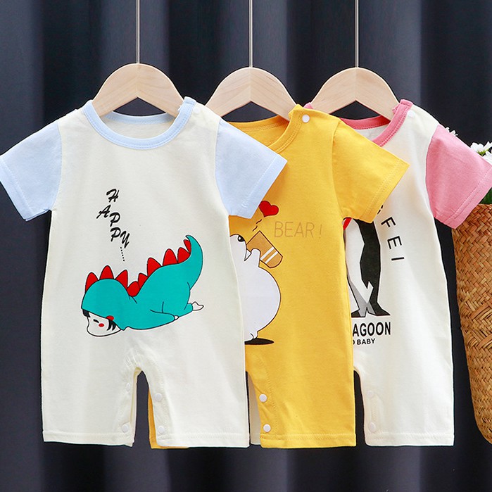 Bộ đồ quần áo trẻ em mùa hè áo liền quần Bé trai và gái vải cotton co giãn 4 chiều thấm hút mồ hôi bé 1-5 tuổi BĐON04-01