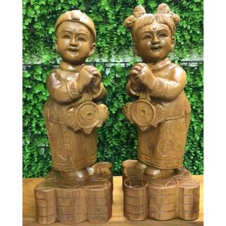 Tượng tiểu đồng chúc phúc gỗ bach xanh thơm