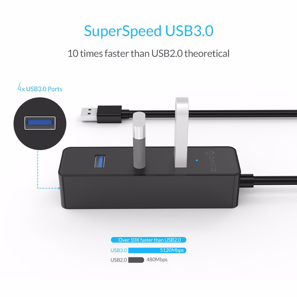 Bộ Chia 4 Cổng Usb 3.0 Orico W5Ph4-U3 5gbps Tốc Độ Cao Cho Laptop / Máy Tính Bảng / Điện Thoại Vl812 Chipsets