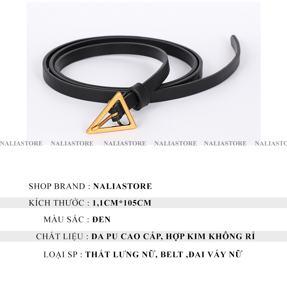 Đai váy TAM GIÁC size 1.1cm nhỏ xinh nalia store - belt thắt lưng nịt váy da nhỏ mặt tam giác vàng có đục lỗ mã TLNA4