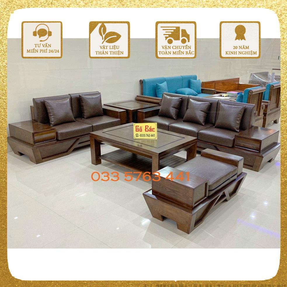 Bộ sa lông phòng khách kiểu dáng chân thuyền gỗ dày, gỗ thịt 100%