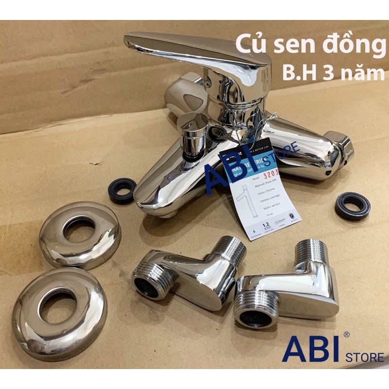 Bộ vòi sen tắm nóng lạnh 3203 thân đồng cao cấp B.H 3 năm, củ sen vòi hàng công ty