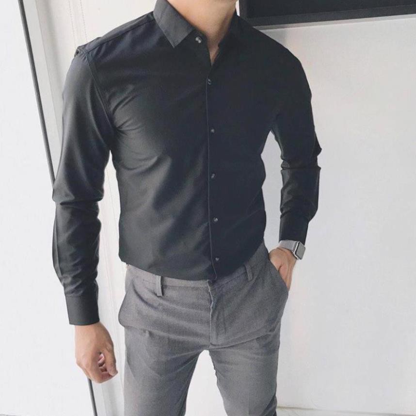 Áo sơ mi nam body dài tay Hàn Quốc, vải chống nhăn | BigBuy360 - bigbuy360.vn