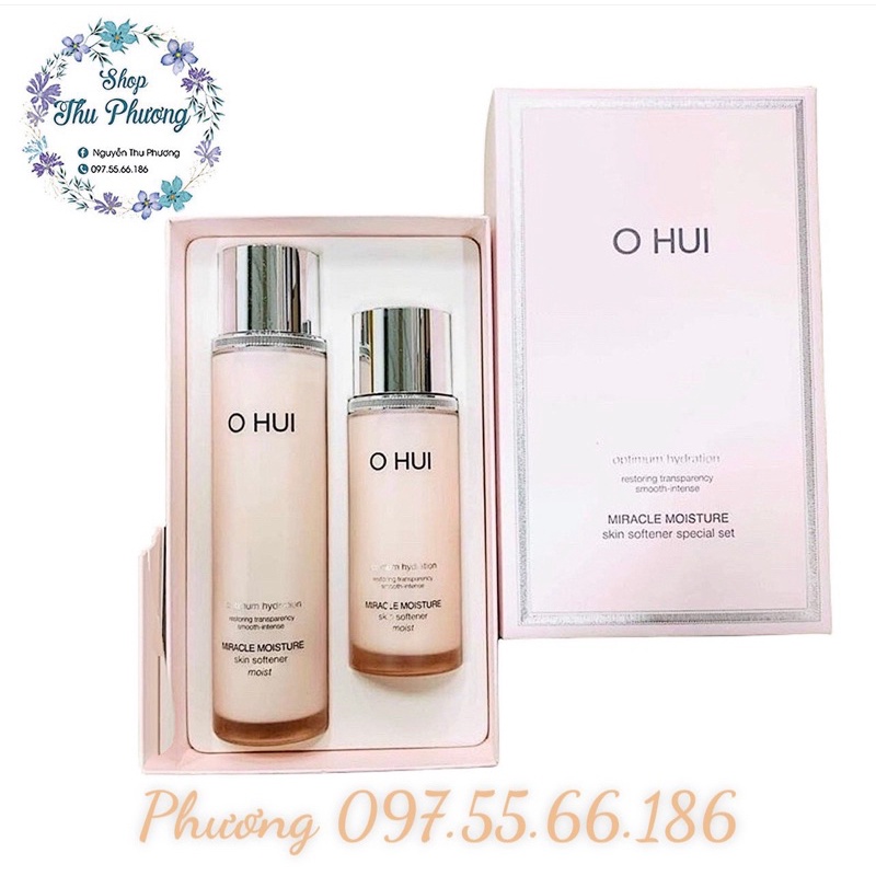 Sét Nước hoa hồng dưỡng ẩm cho da khô OHUI Miracle Moisture Skin Softener Moist 150ml + 100ml