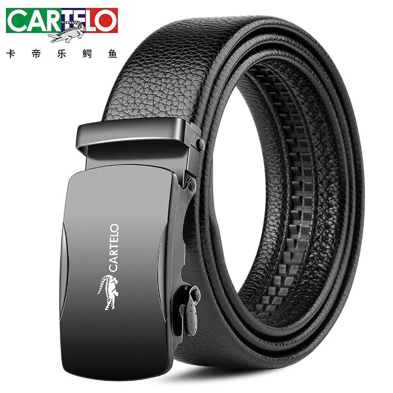 Thắt lưng da nam cao cấp CARTELGK7333G, dây nịt nam da thật rộng 35mm khóa tự động mạ ti tan
