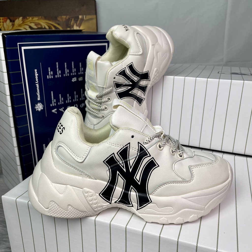 Giày sneaker thể thao nam nữ, MLB Boston, NY, New York, NY đế nâu, NY 3D tăng chiều cao, Hot Trend 2021 Full Box