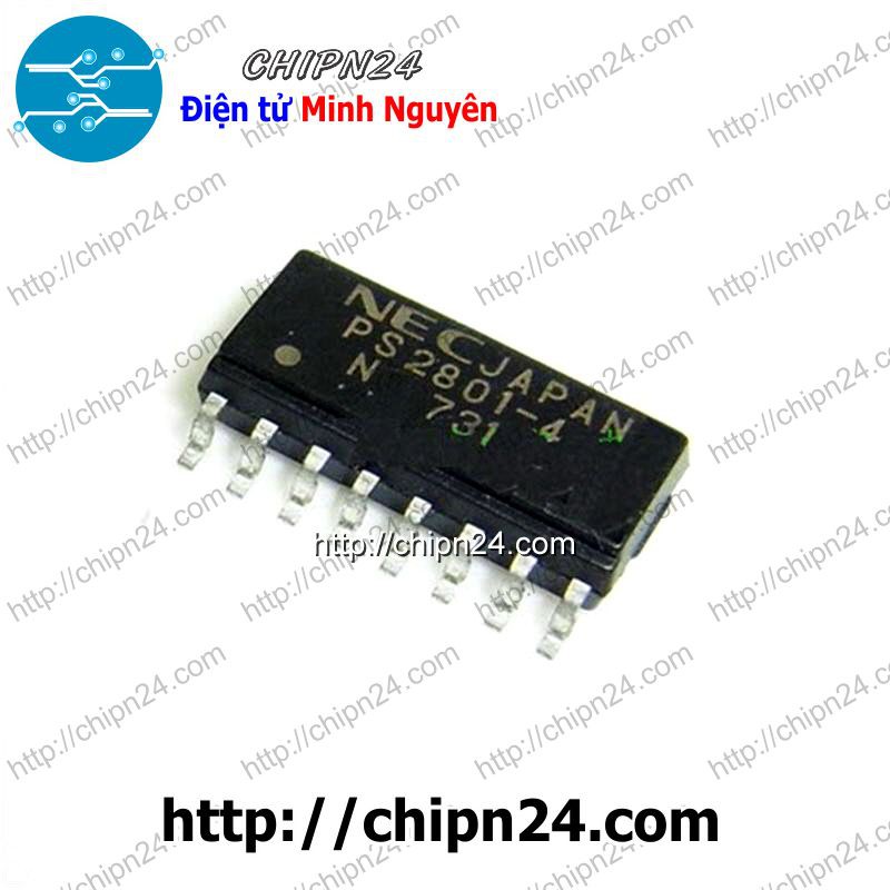 [1 CON] IC PS2801-4 SOP-16 (SMD Dán) (Transistor Output Optocouplers PS2801 2801 50mA 80V)