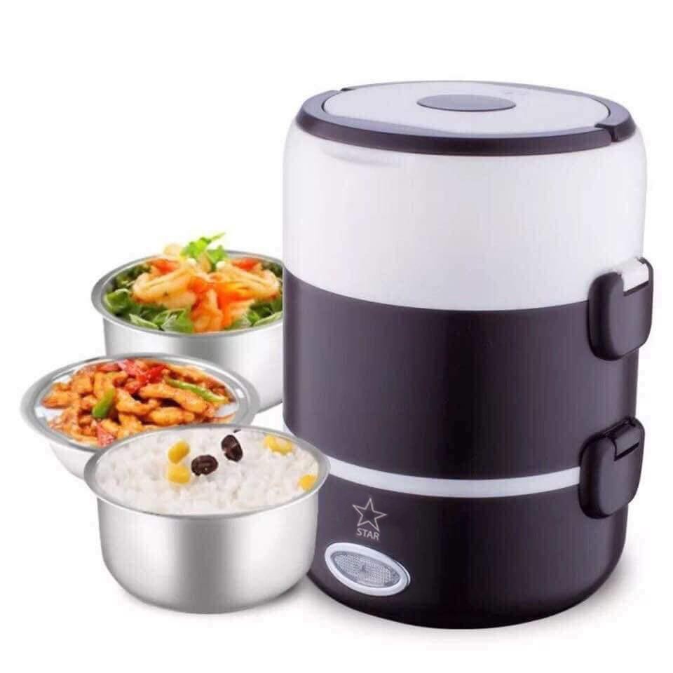 Tặng Sticker  Hộp Cơm Cắm Điện Hâm Nóng Inox Cao Cấp 3 Tầng Đa Năng Làm Nóng Nhanh An Toàn Chính Hãng - HÀNG MỚI VỀ