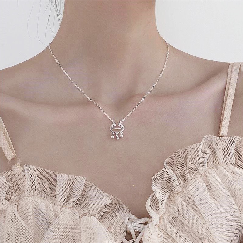 Vòng Cổ Fashion Lucky Lock Pendant Necklace Charm Silver Chain Necklaces Gift for Women Friend Jewelry