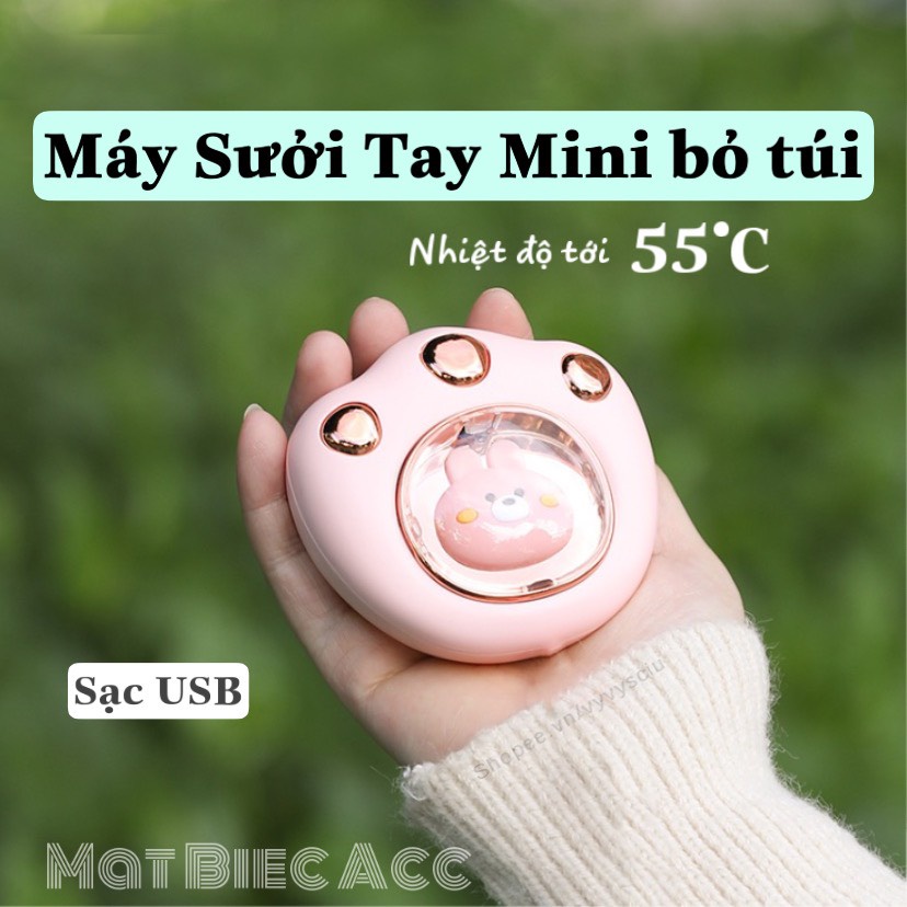 Máy sưởi mini cầm tay bỏ túi chân mèo sạc điện USB xinh xắn (Loại 1)