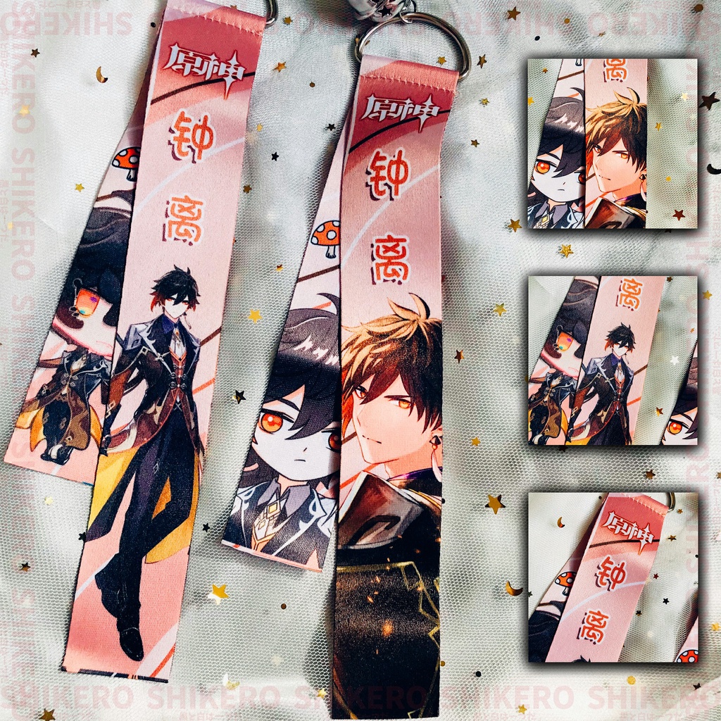 Móc khóa game Genshin Impact dây vải có kèm theo chuông