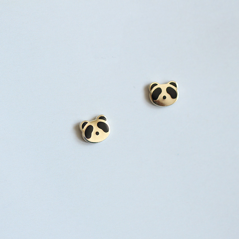 Bông Tai Gấu Trúc Cute Gold Panda Earrings Stud Lovely Fashion Women Girl Animal Earring Birthday Gift Jewelry