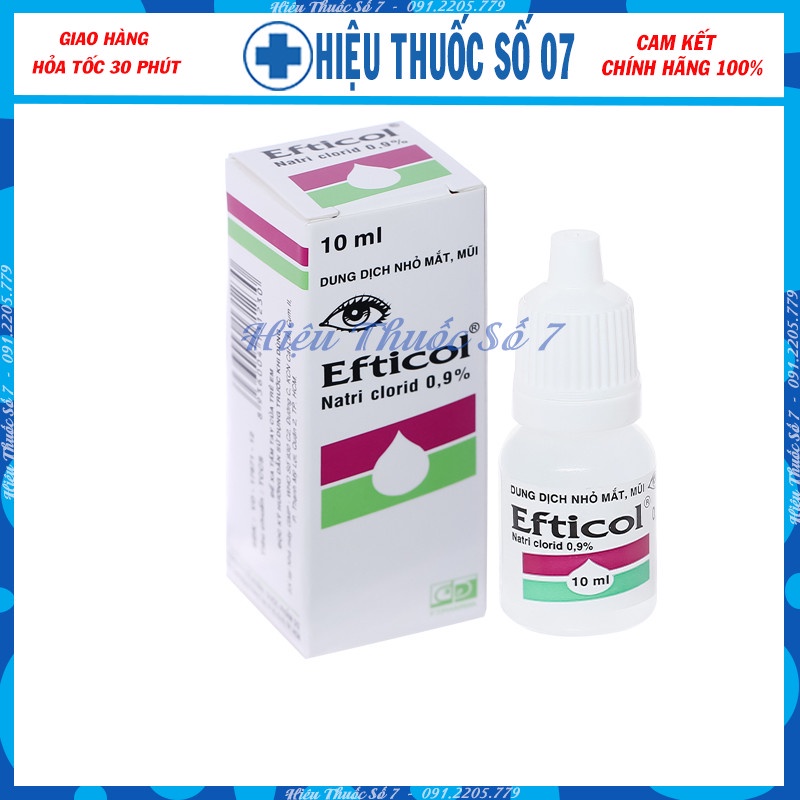 Dung dịch nhỏ mắt mũi Efticol 0,9% chai 10ml (lốc 10 chai)