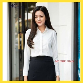Áo Sơ Mi Trắng Nữ Công Sở Đẹp Mc Fashion Tay Cộc Dài Đủ Size Chất Silk Lụa Mịn Mát Không Nhăn Co Giãn Nhẹ A0074
