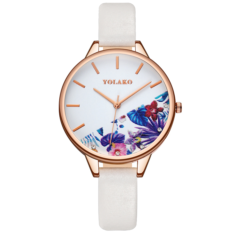 ZOLFA Classic Black Printed Leather Womens Watches Round Ultra-Thin Rhinestone Ladies Quartz Wrist Watch Elegant White Lady Dress Clock Đồng hồ nữ