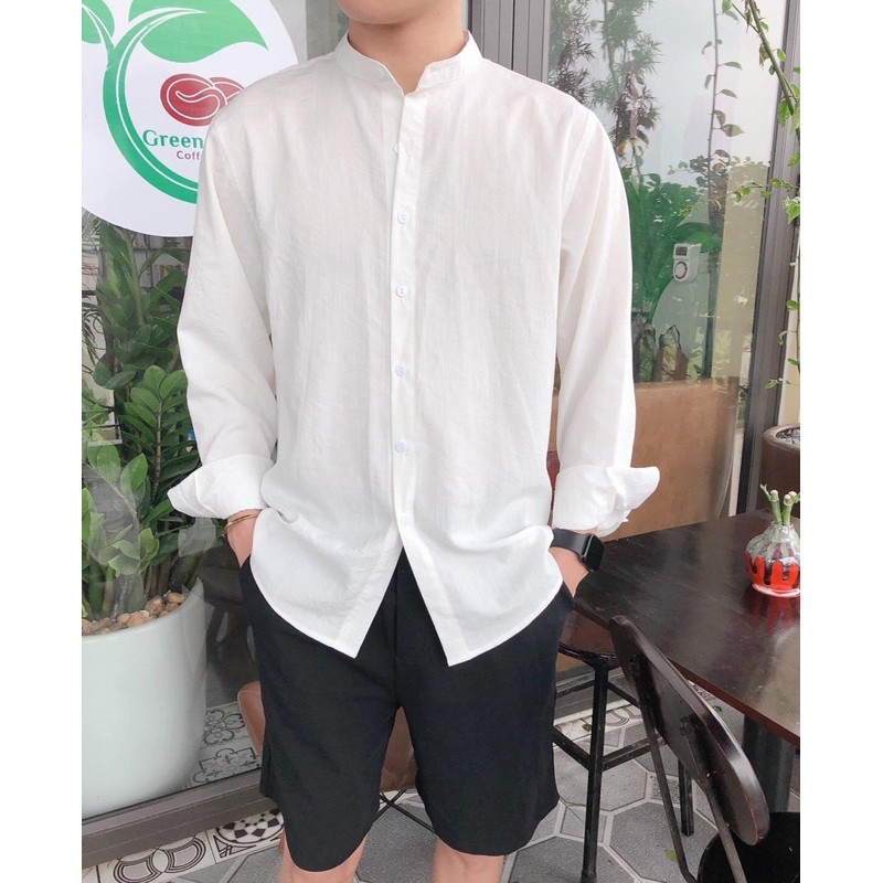 Sơ mi dài tay đũi BAT STORE áo dài tay đũi hàn cổ tàu trắng ,đen hàng vải đũi xước mỹ cao cấp ôm dáng thời trang trẻ | BigBuy360 - bigbuy360.vn