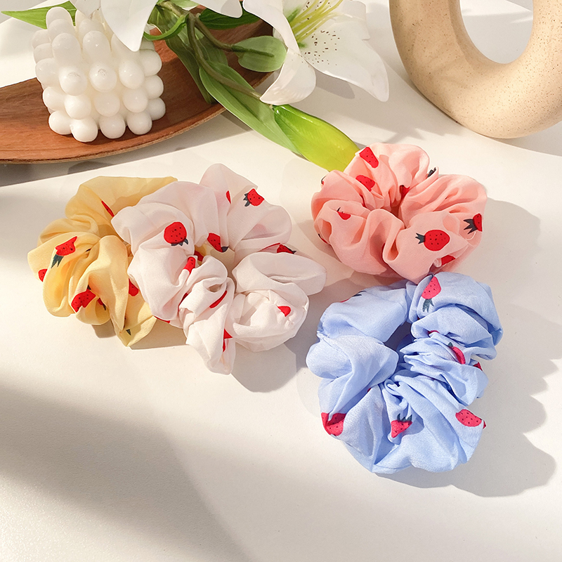 Dây cột tóc in hình quả dâu tây dễ thương cho nữ