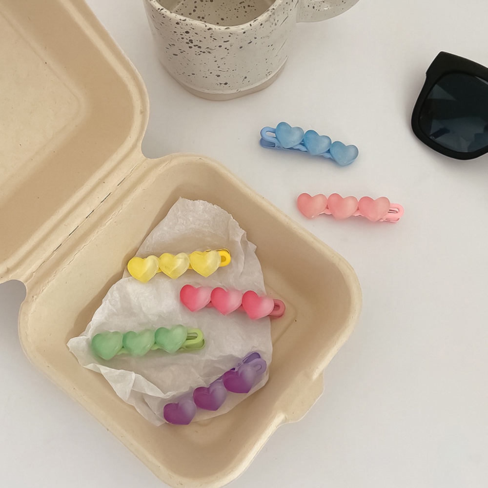 Kẹp tóc nữ hình trái tim màu sắc gradient 6 màu