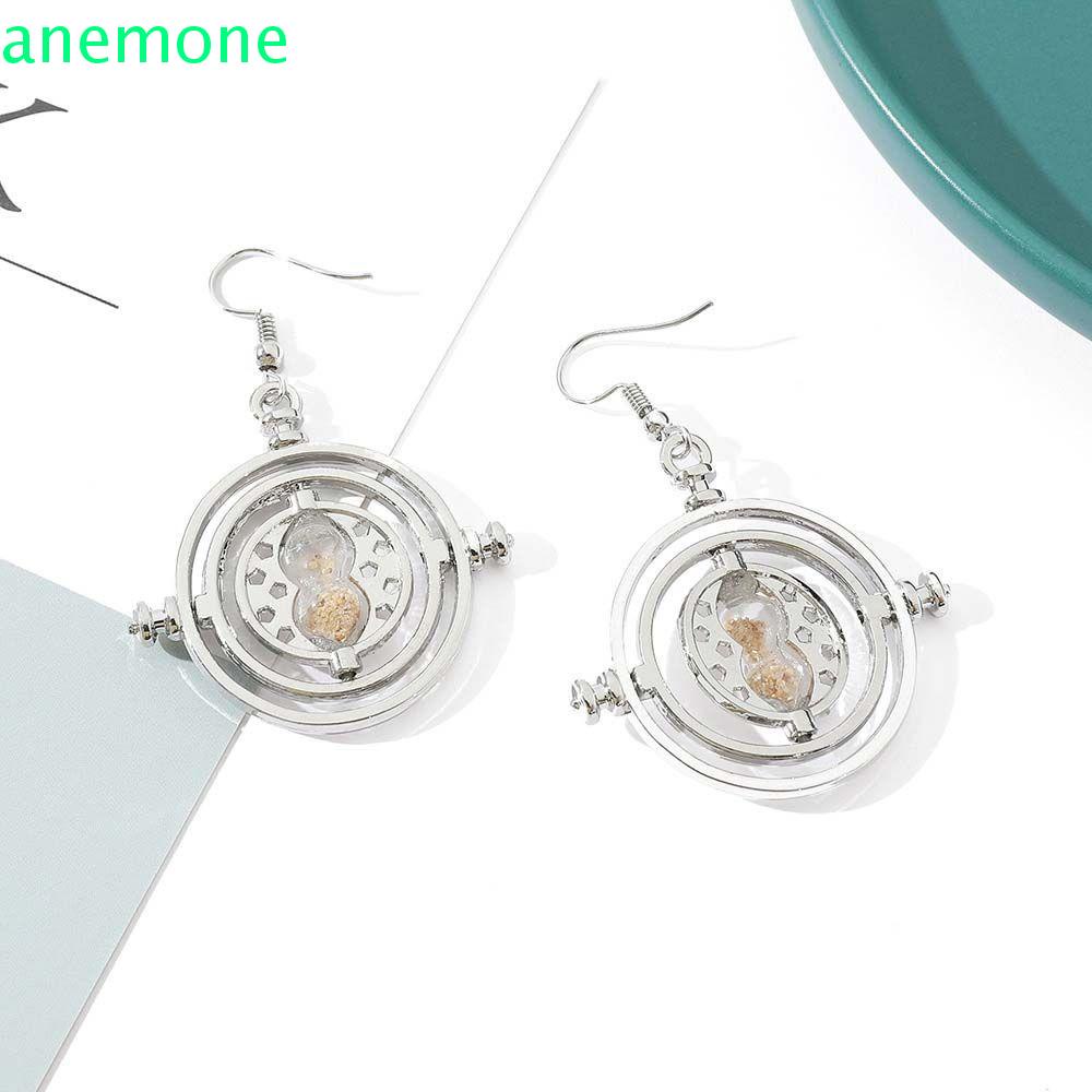 Khuyên tai hình đồng hồ cát xoay mặt kính sáng tạo thời trang Hàn Quốc cho nữ