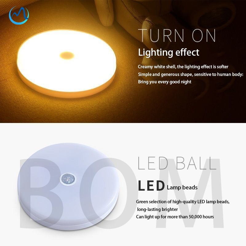 Đèn LED cảm biến thông minh dáng tròn thích hợp cho tủ quần áo/hành lang/cầu thang/phòng ngủ/phòng tắm