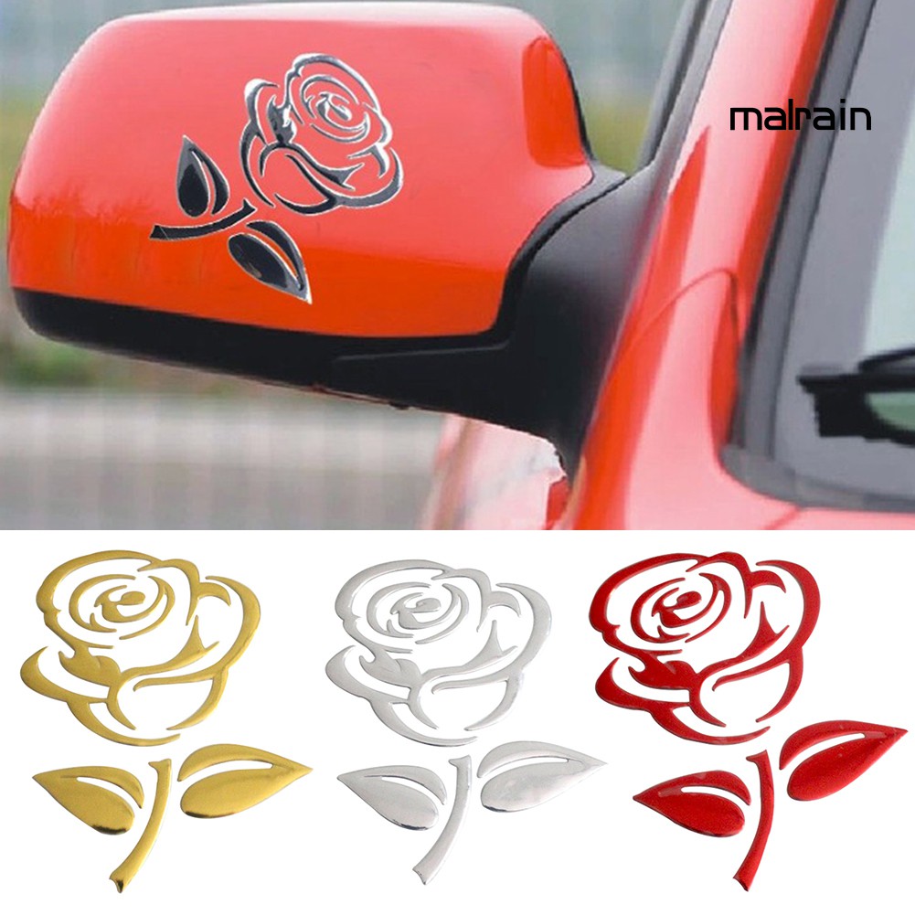 【VIP】Fashion Rose Flower Car Vehicle Light Lamp Brow Decor Rearview Mirror Sticker