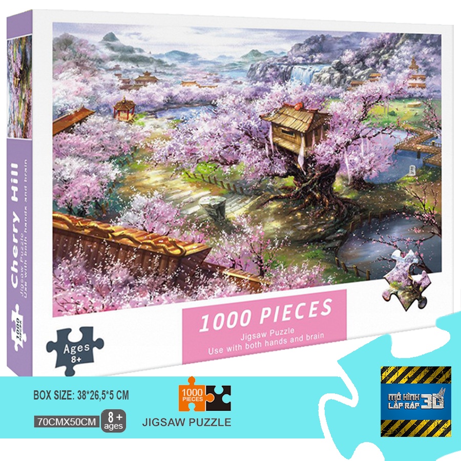 Bộ tranh ghép xếp hình 1000 miếng Jigsaw Puzzle Đồi Cherry Hill - Tranh xếp hình 1000 Pcs bằng giấy kích thước 75*50cm