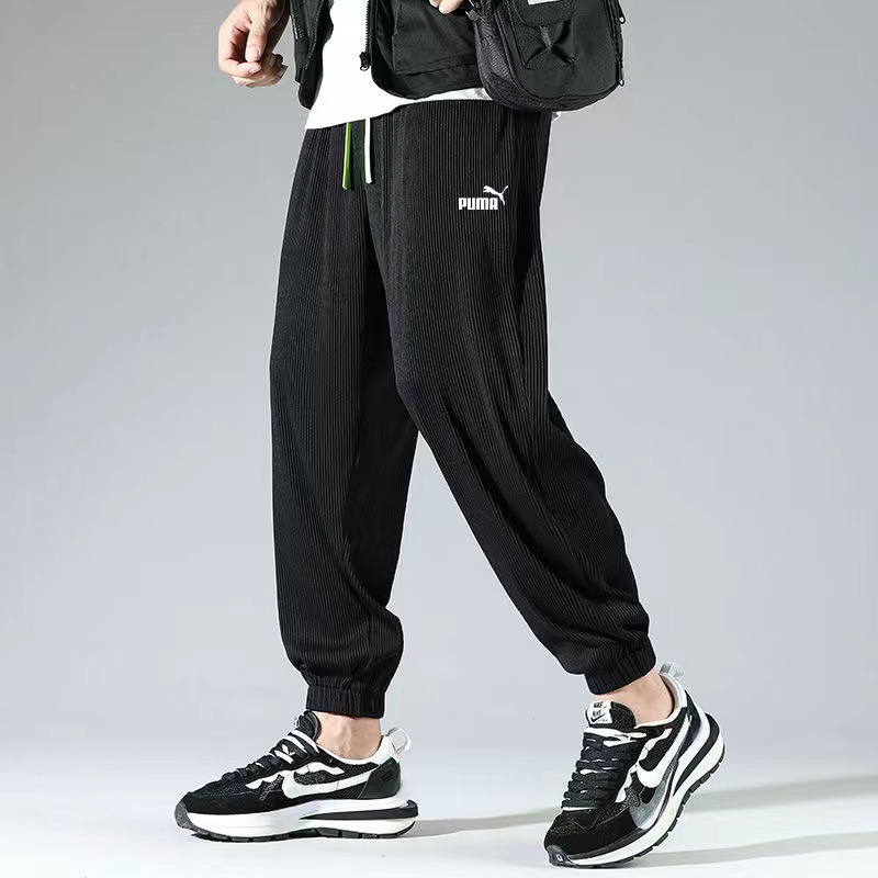 💥7.7 Quần Thể Thao Vải Lụa Lạnh Mỏng Kẻ Sọc Phối Dây Rút Thoáng Khí Thời Trang Mùa Hè Cho Nam Size M-5XL