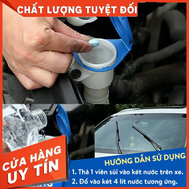 [HOT] Viên sủi rửa kính ô tô, vệ sinh cửa kính văn phòng - Phụ kiện làm sạch xe hơi, đánh bóng mặt kính, 1 viên = 4 lít