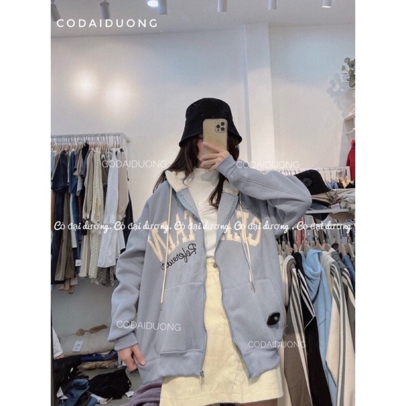 Áo khoác nỉ ngoại dây kéo phối nón 2 màu certain unisex ulzzang nam nữ
