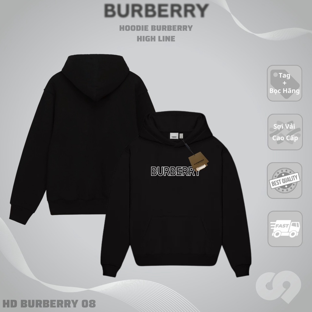 Áo Hoodie BURBERRY Nam Nữ Form Rộng, Áo Nỉ Hoodie Unisex Chất Liệu Nỉ Bông Phong Cách Hàn Quốc