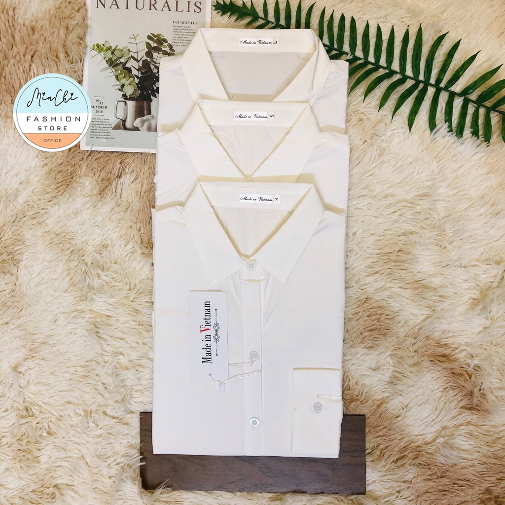 Áo Sơ Mi Trắng Nữ Minchi Cổ Đức Dáng Suông Phong Cách Công Sở Lịch Sự Trẻ Trung