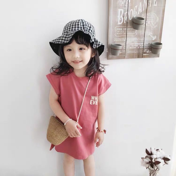 Đầm Cotton Ngắn Tay, Dáng Rộng Dễ Thương Cho Bé Gái