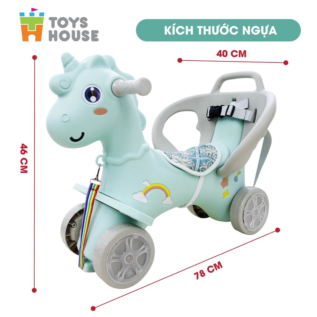 Ngựa chòi chân kèm dây kéo Toys House 9031 - đồ chơi vận động cho bé - Nhựa HDPE tự nhiên an toàn cho trẻ