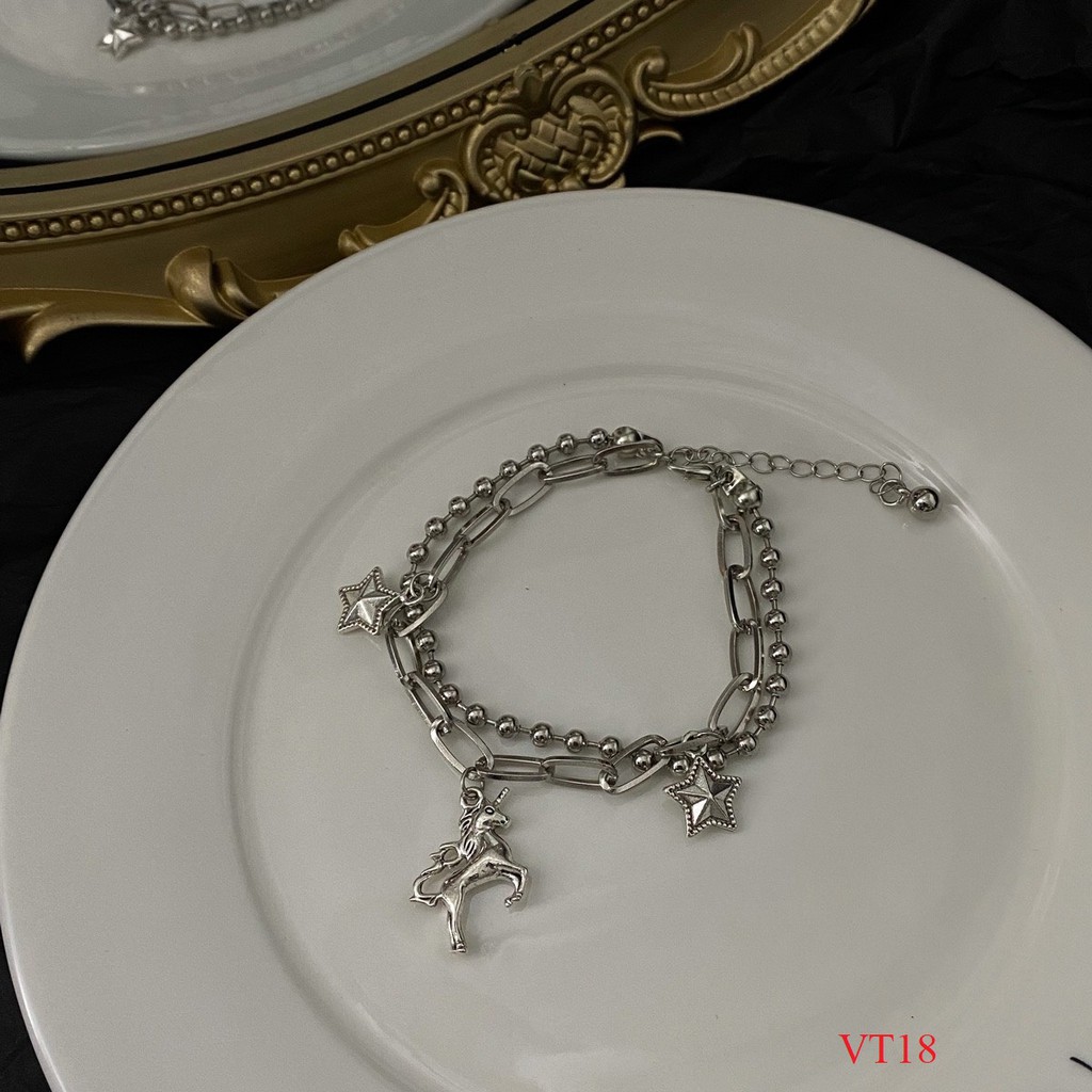 LẮc tay đính charm sao và kì lân nhỏ VT18 Maycorner